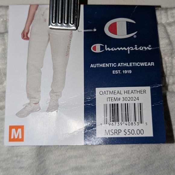 Champion Fleece Boyfriend Jogger Sweatpant Oatmeal Heather NWT Size Medium - Picture 4 of 8